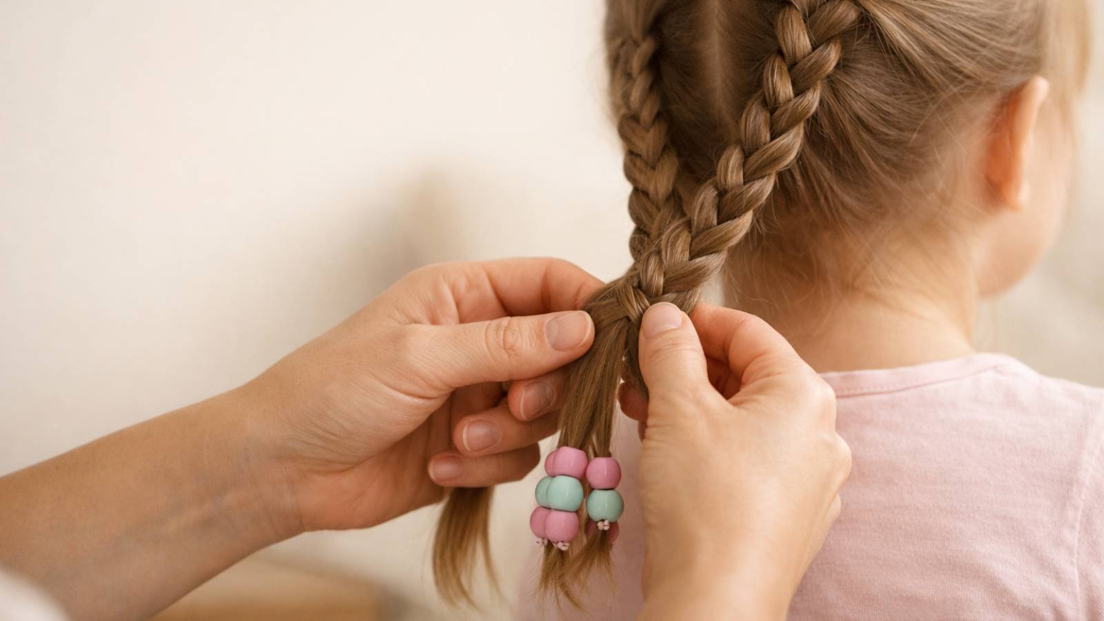 ידיים קולעות צמות בעדינות לילדה – Mirva Kids Braids