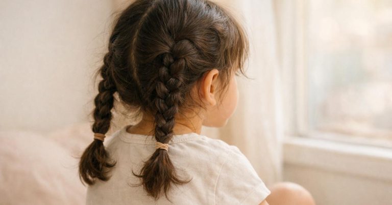 צמות עדינות לילדה קטנה – מראה טבעי ונוח שממחיש כמה זמן מחזיקות צמות לילדים